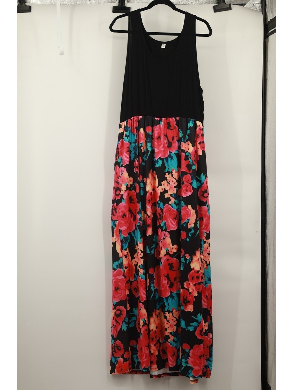 Ours Womens Floral Maxi Tank Dress Pockets Sleeveless Size 2XL Rayon Spandex